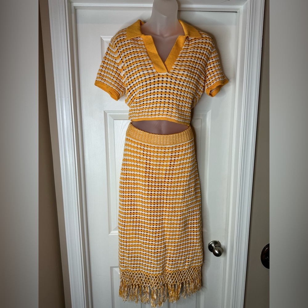 Derek Lam Knit Crop Polo and Fringe Skirt - Picture 8 of 12